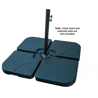 15l Hanging Cantilever Offset Umbrella Stand Weight Set Plasti Sand Water Fillf 4 Pieces Black Parasol Cross Base